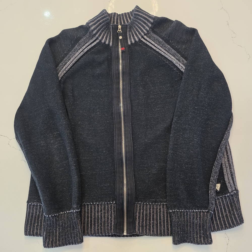 Guess black full-zip woven knit jacket - Men's size XXL
